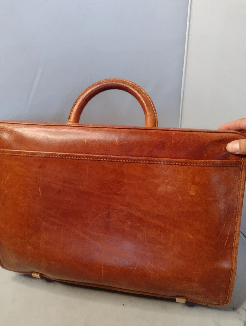 Vintage Hartmann Lombardo Woven Leather Gentlemen’s Briefcase Bag Brown Tan